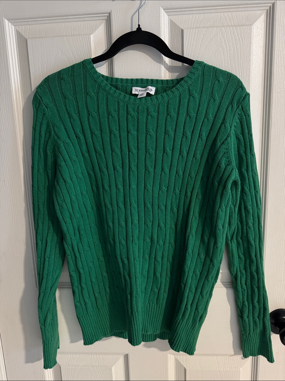 St. John's Bay Green Cable Knit Crewneck Sweater